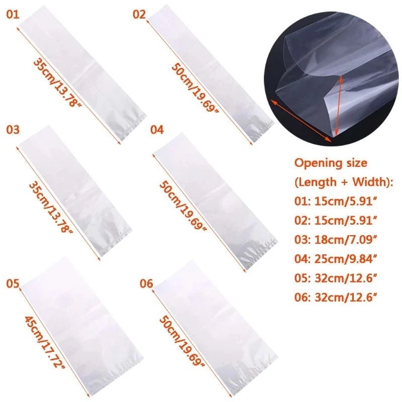 Mushroom Spawn Grow Bag Substrate, High Temp, Pre Sealable, Garden Supplies, Grow Bags, 7 Sizes, 0.06mm, 100Pcs