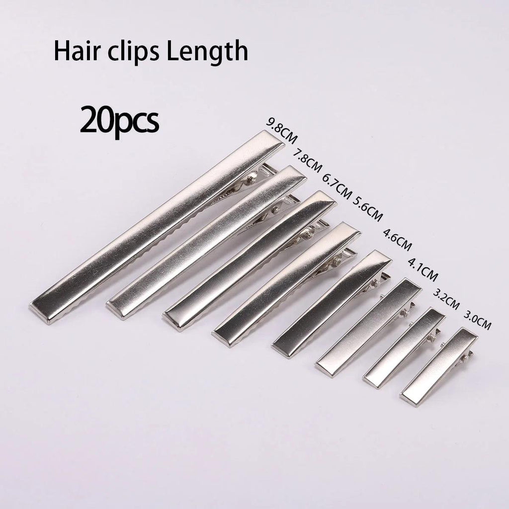20/50Pcs/lot 30-55mm Metal Flat Single Prong Alligator Hairpin Clip Blank Setting Base For DIY Hair Clip Jewelry Making Supplies