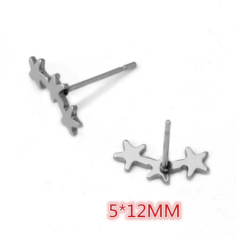 20pcs 316L Stainless Steel Geometric Earring Stud Posts Connector Fashion Styles DIY Jewelry Making Findings Accessories