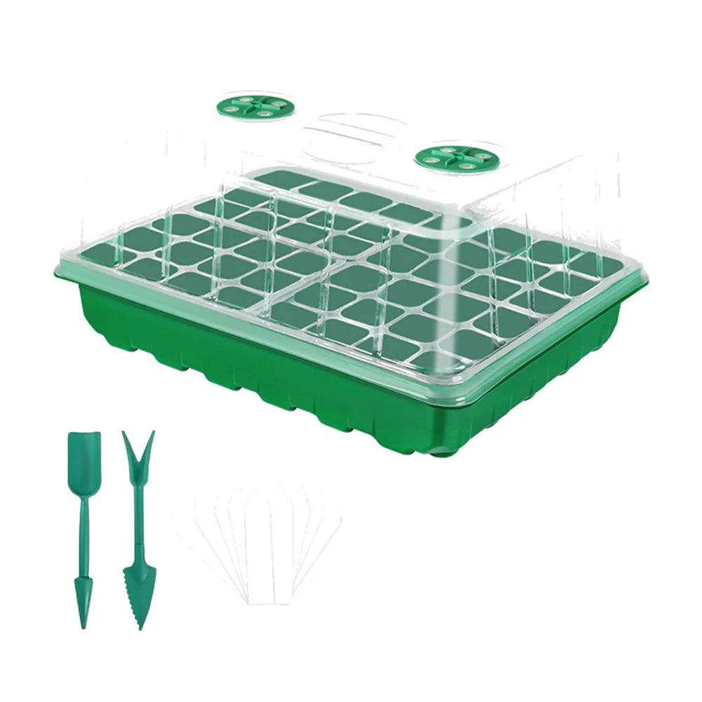 24/48 Holes Seed Starter Trays Vegetable Seedling Pots Seedling Tray with Humidity Dome Seed Germination Plant Pots Grow Box