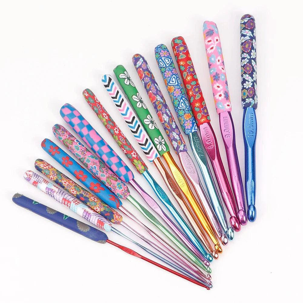 QJH Art Aluminum Soft Grip Crochet Needles Crocheting for Grandmother Knitting Hook Crochet Yarn Craft Premium Crochet Supplies