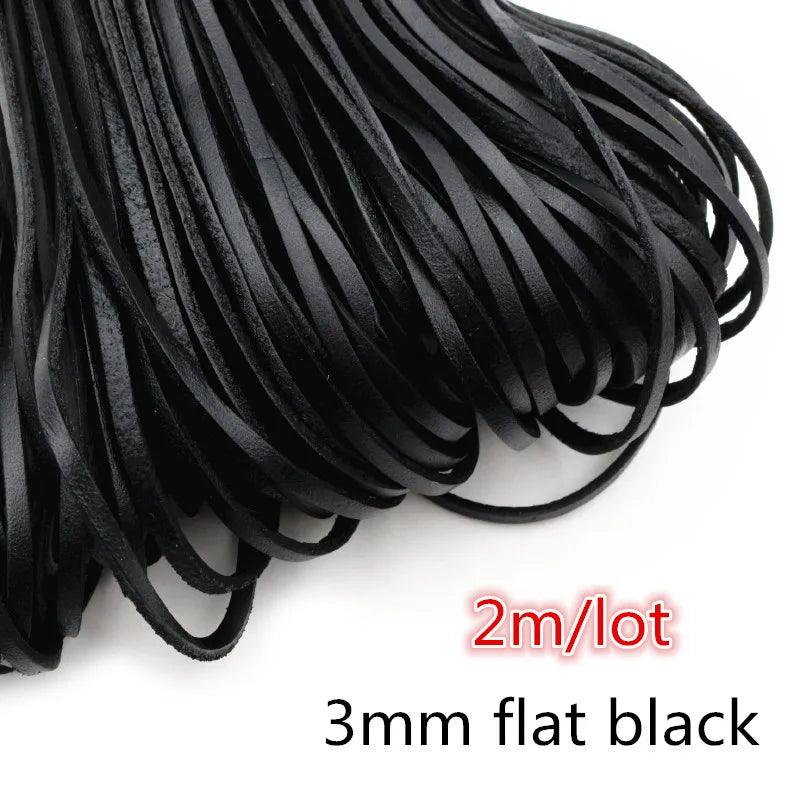 2-5m/lot 1-8mm Genuine Cow Leather Round/Flat Strand Thong Cord DIY Bracelet Findings Rope String For Jewelry Making Accessories