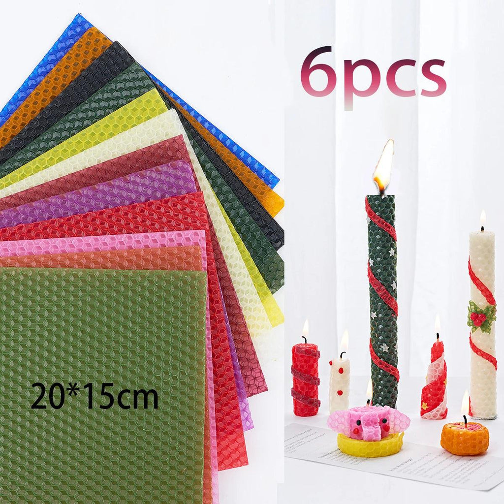 15*20Cm 6Pcs 12Colors Colored Beeswax Sheet Candle Roll Handmade DIY Honeycomb Wax Sheet Parent-Child Activity Material Package