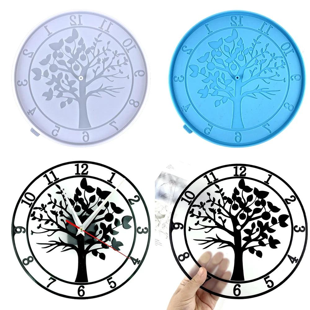 Tree Large Clock Face Molds Silicone Mold Epoxy Resin Casting Mould For DIY Craft Home Wall Decoration Ornaments Handmade Making