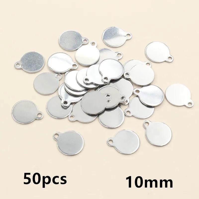 20-200pcs 6-25mm Stainless Steel Round Coin Charms Pendant DIY Jewelry Making Accessories Fingings for Necklace Bracelet