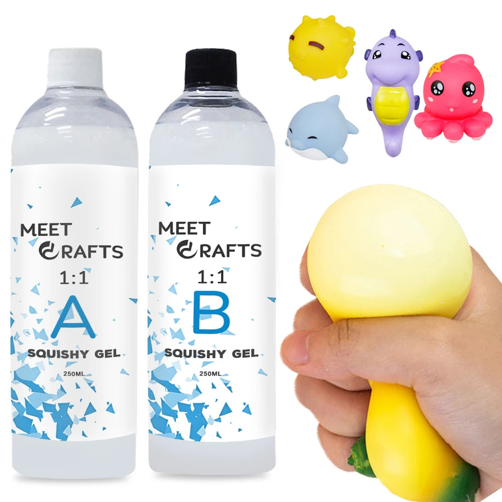 Meetcrafts 1:1 AB 500ML/1000ML Squishy Gel Soft Liquid Silicone For Making Decompression Toys Kids Squeezing Toy