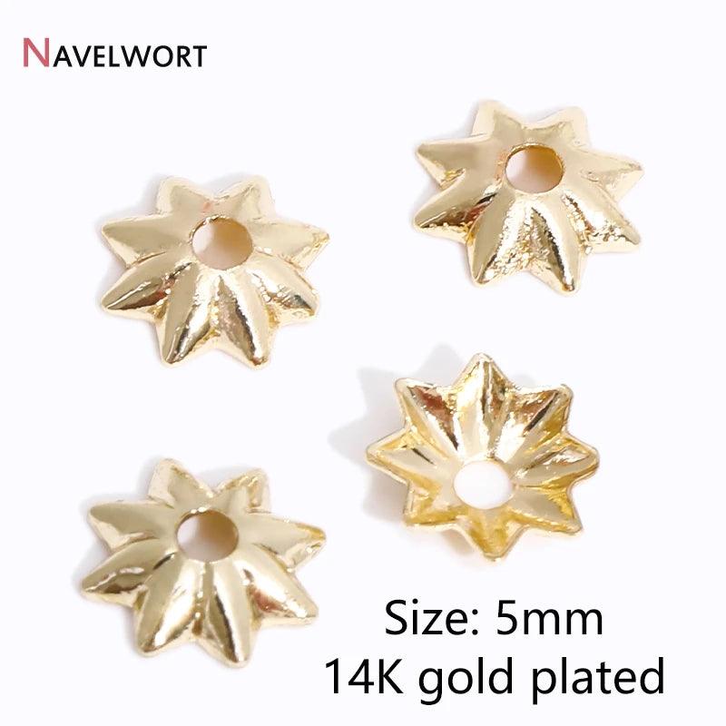 14K/18K Gold Plated Brass Bead Caps,Caps For Beads,Flower Bead Caps For Jewelry Making,Caps For Bracelet,Accessories For Jewelry