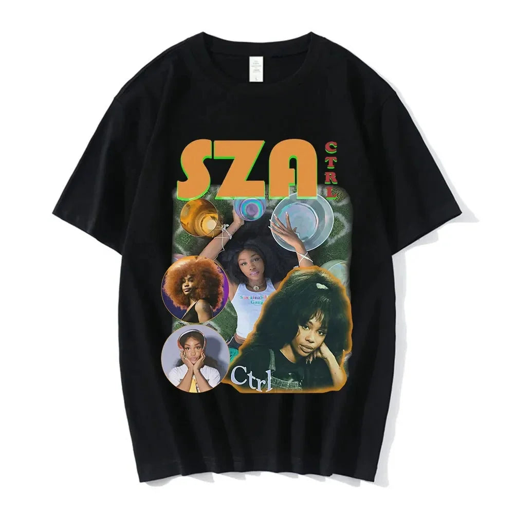 SZA Graphic Men T Shirts Cotton Hip Hop 90s Casual Oversized Streetwear Tees