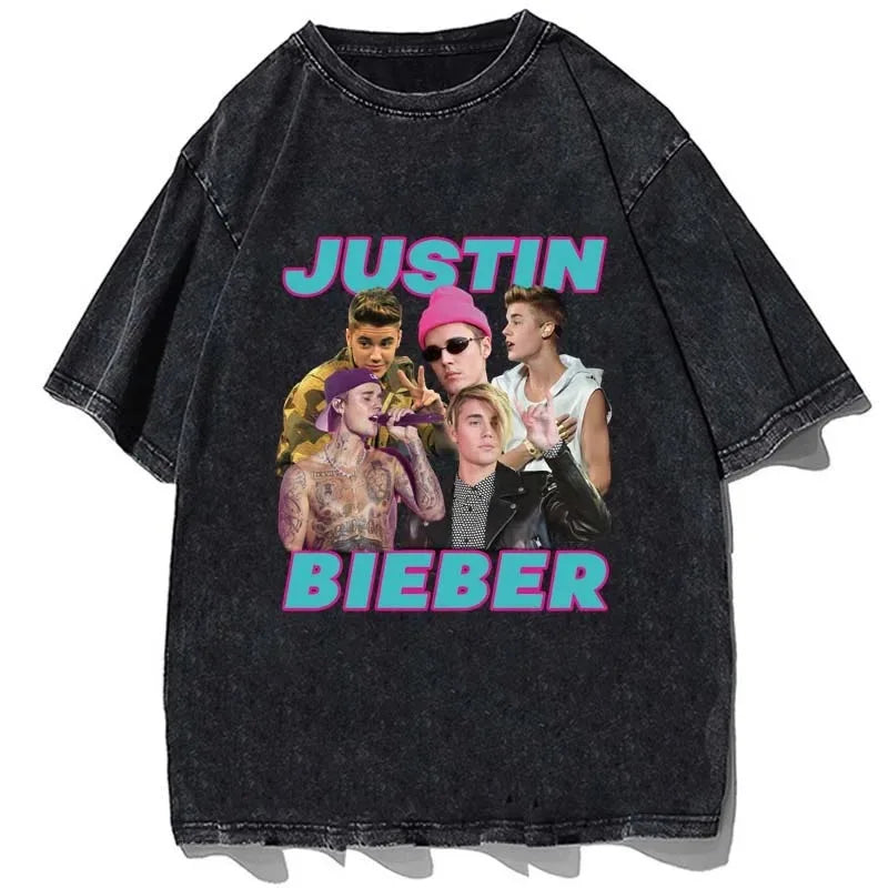 Hip Hop Rapper Justin Bieber Oversized Cotton T-Shirt for Men and Women Casual Summer Short Sleeve Streetwear