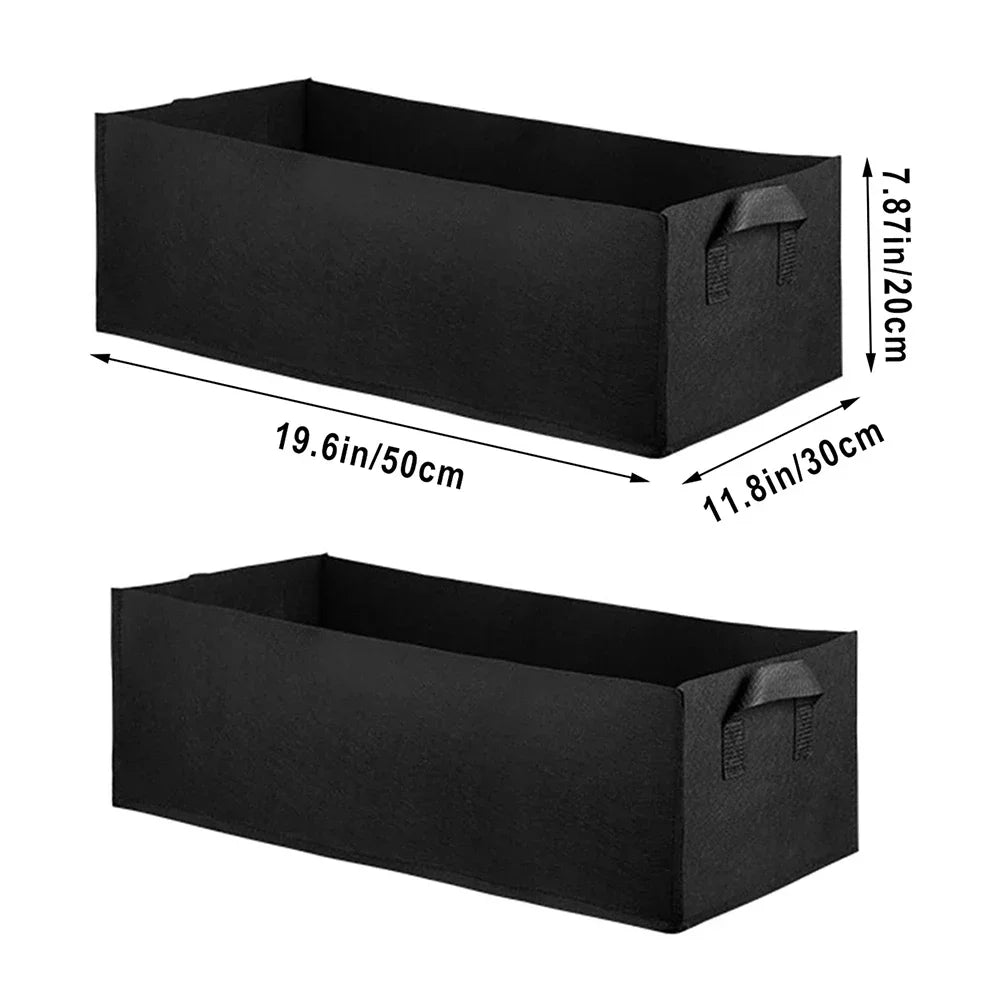 Multi-Sizes Reusable Felt Grow Bag Rectangle Garden Bed Planting Bag Flower Vegetable Nursery Pot Container Courtyard Decor