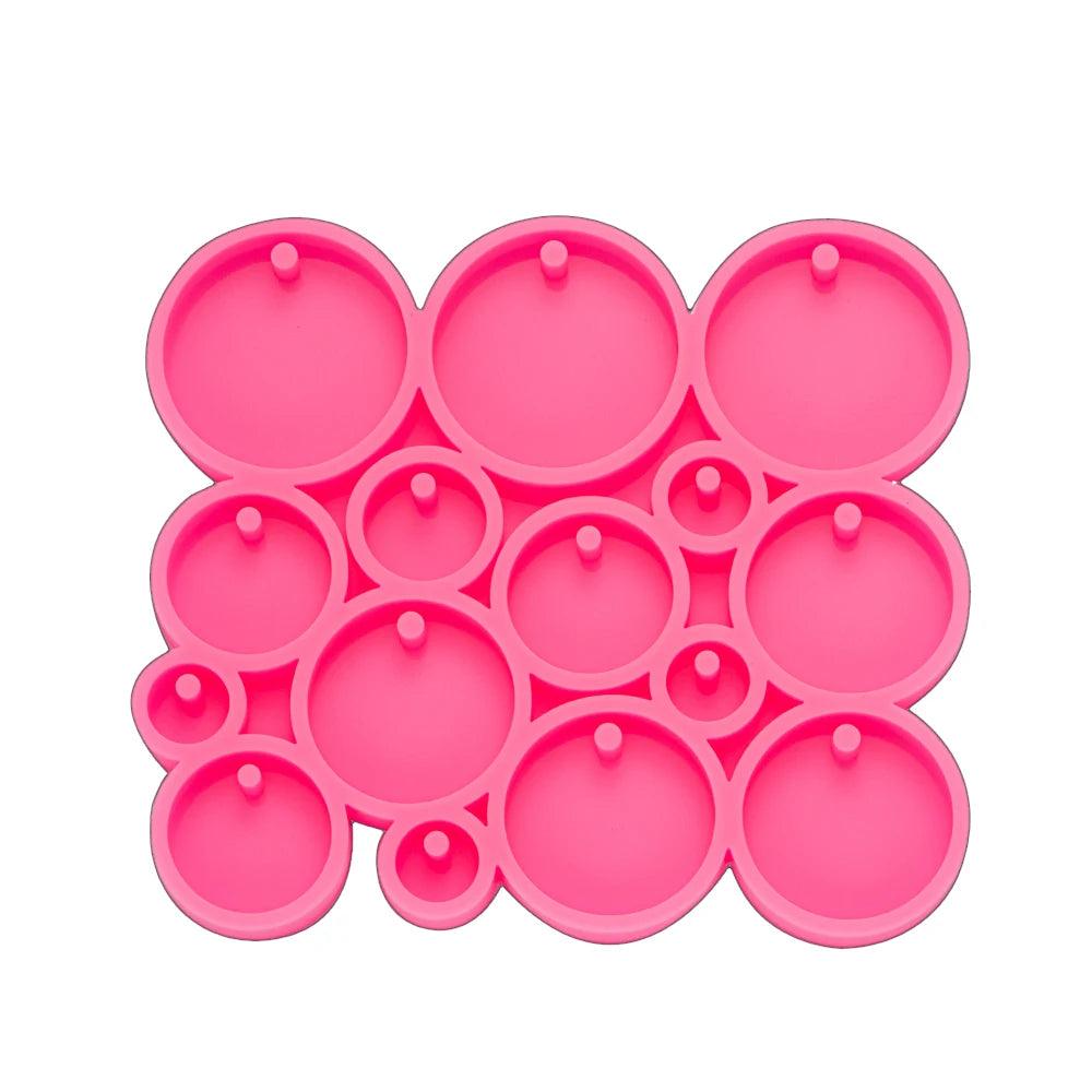 Super Shiny Mini Round Silicone Keychain Mold Many Circles Epoxy Resin Casting Mould For Cake Chocolate Baking Crafts Making