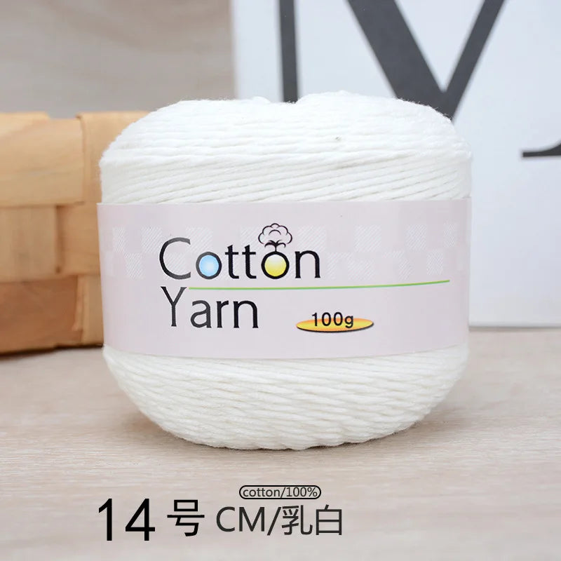 100g 100 Percent Cotton Hand Knitting Yarn Soft Crochet Yarn for Sweater Scarf Blanket Hat and Amigurumi
