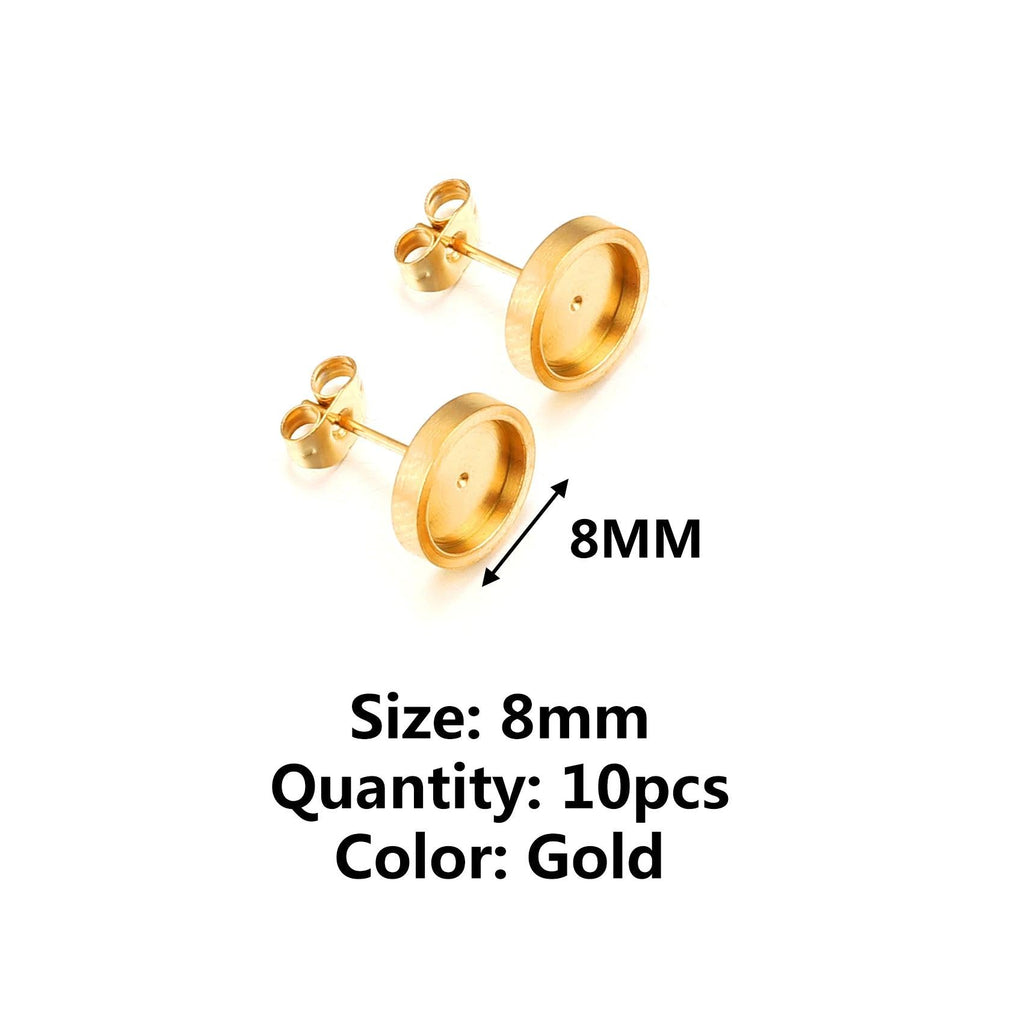 10/20pcs Blank Stud Earring Setting Stainless Steel Earring Back Cabochon Base Thick Bezels Earring for Resin DIY Jewelry Making