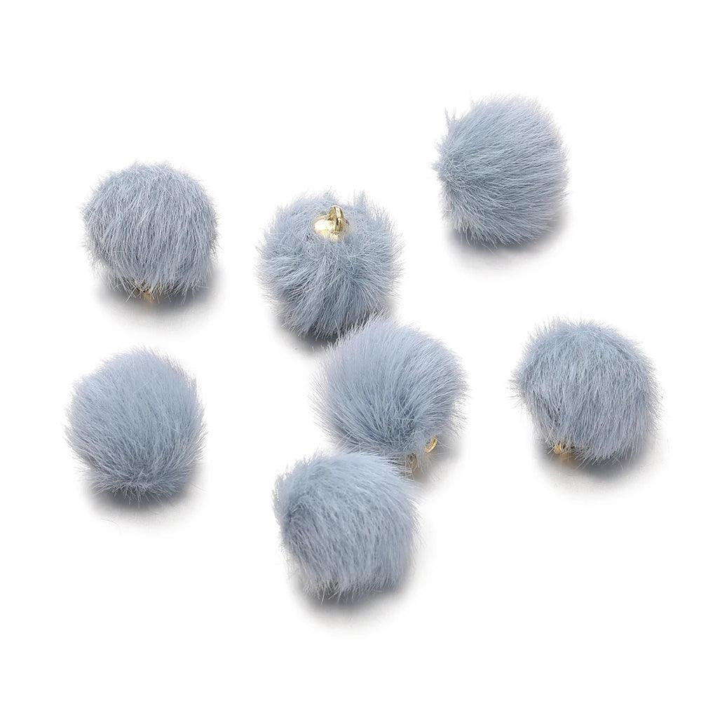10pcs 17mm Plush Fur Covered Ball Beads Charms Pompom Beads Pendant for DIY Earring Bag Keychain Pendant Jewelry Making Supplies