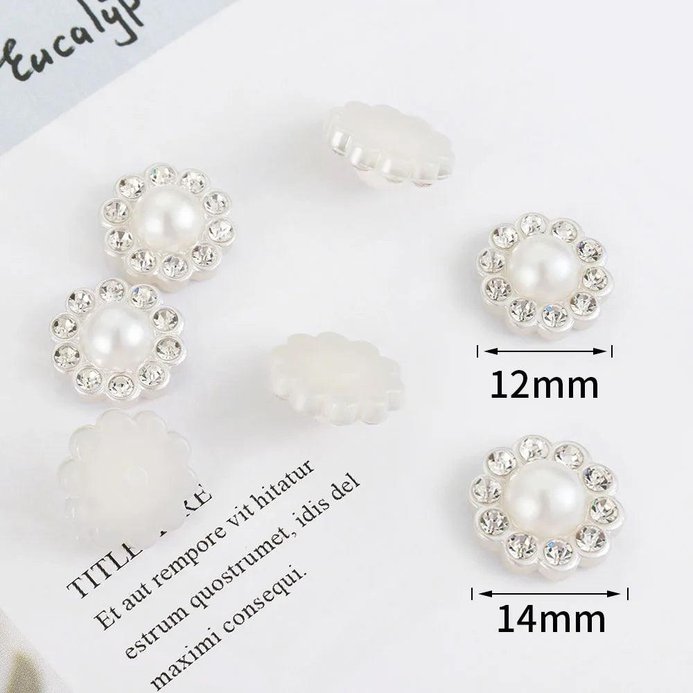 50pcs Rhinestone Flatback Cabochon Base White Imitation Pearl Beads Bowknots Hair DIY Accessories