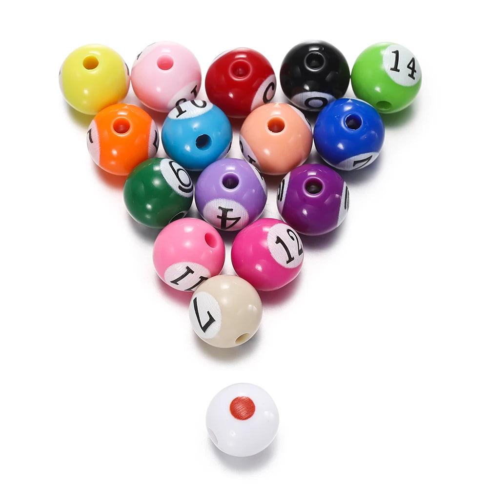 10pcs/Lot 11mm Acrylic Billiard Ball Beads Spacer Loose Bead for Bracelet Necklace Earrings Keychain Jewelry Making Accessories