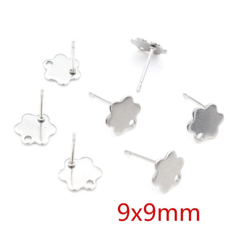 20pcs 316L Stainless Steel Geometric Earring Stud Posts Connector Fashion Styles DIY Jewelry Making Findings Accessories