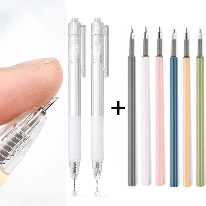 2+6Pcs Knife Pen Refill Set Art Utility Paper Cut Knife Scrapbooking Sticker Precision Cutting Tool DIY Craft Supplies Cutter