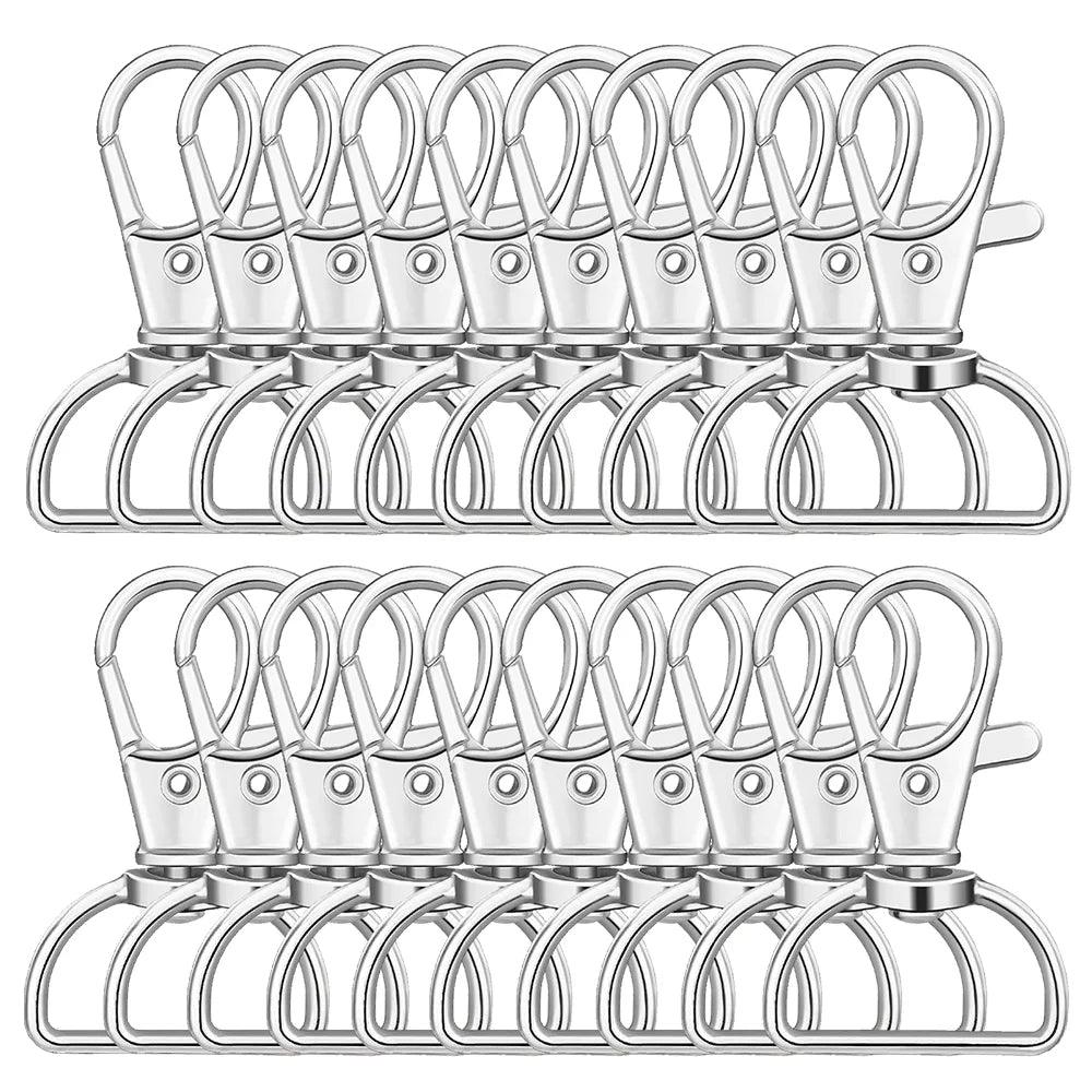 30-Pack Swivel Buckle Strap D-Ring Lanyard Spring Hook Keychain Clip Hook Metal Lobster Claw Clasp for Key Ring Hand Sewing