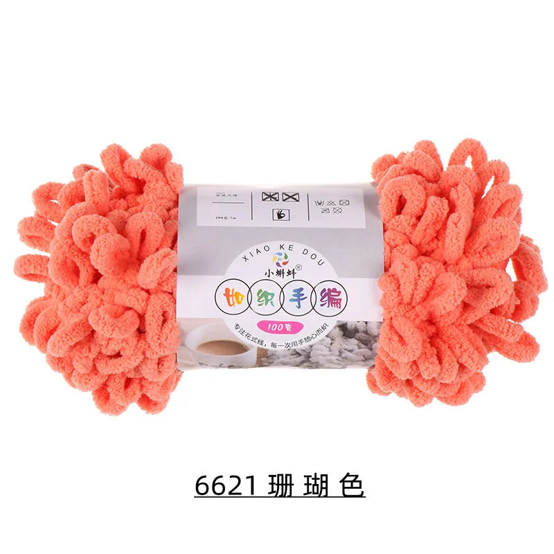 100g 100% Polyester Finger Loops Yarn for Hand-woven DIY Knitting and Crocheting Projects