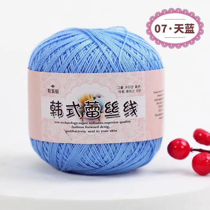 Pure Cotton Lace Crochet Thread No 8 Ice Silk 50g Yarn