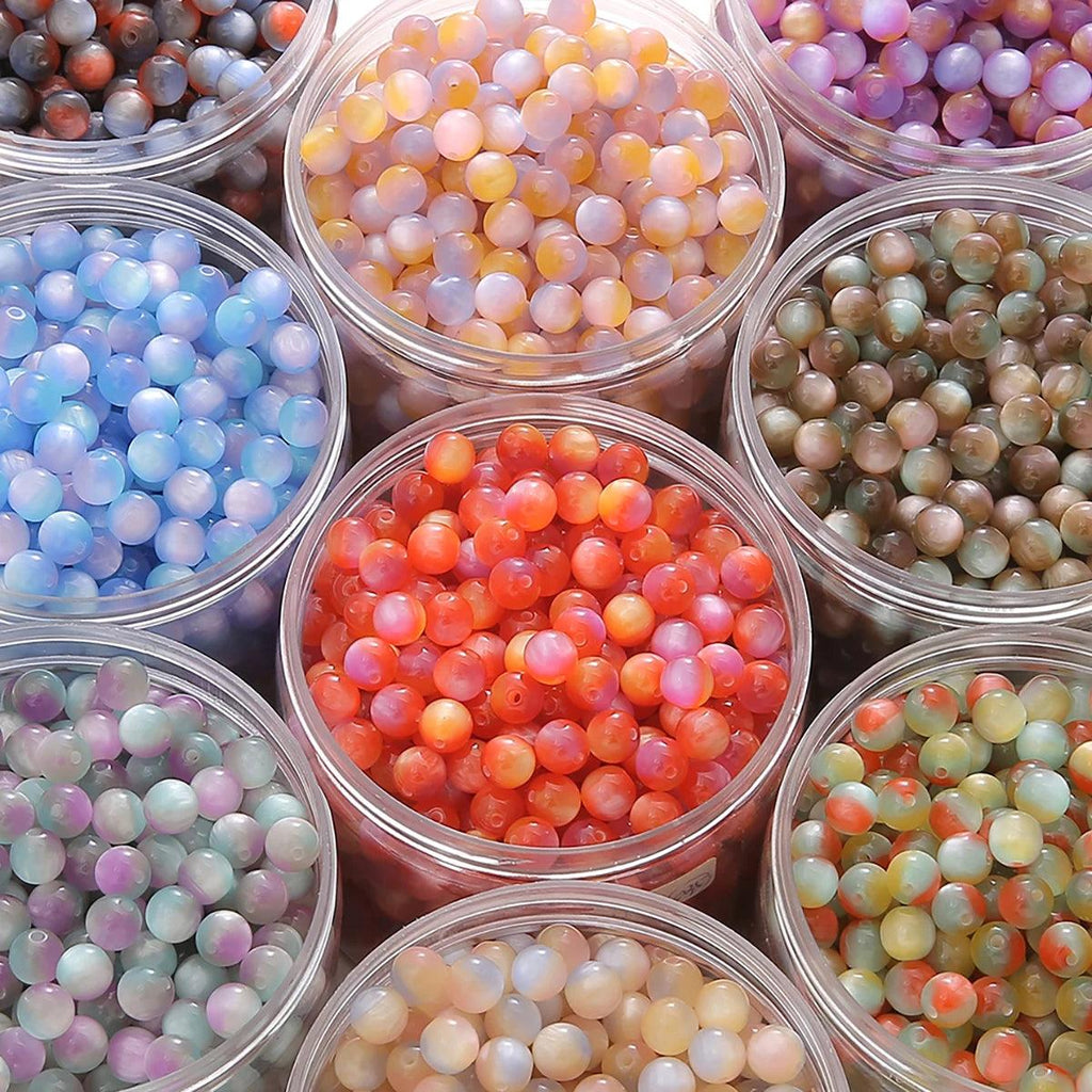 10-20Pcs Resin Iridescent Gilded Gradient Imitation Cat Eye Round Beads Vitality Scattered Beads Handmade DIY Jewelry Bracelets