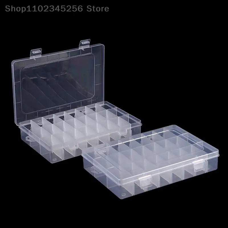 Transparent 24 Grids Storage Box Plastic Embroidery Floss Bobbins Beads Pill Organizer DIY Cross Stitch Sewing Tool