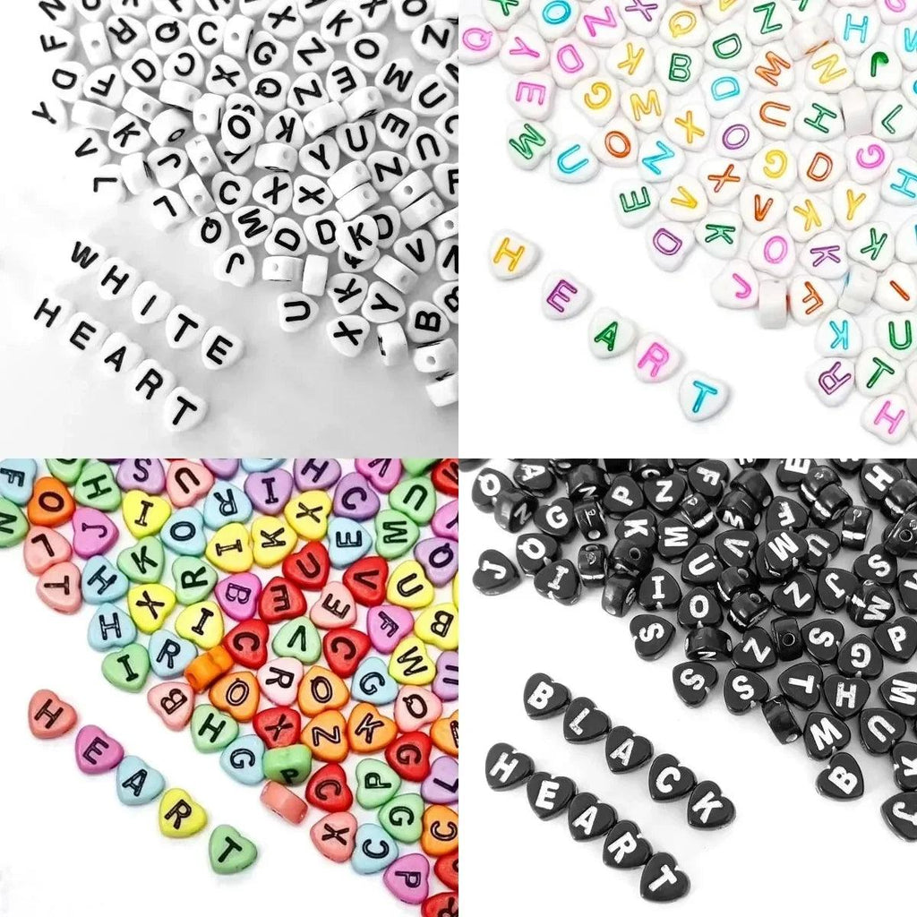 100/200/300/500pcs Acrylic Letter Beads Heart Shape Alphabet Beads For Jewelry Making Handmade DIY Bracelet Necklace Accessories