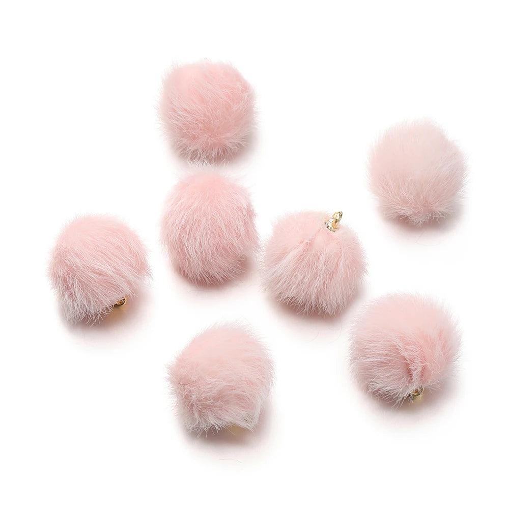 10pcs 17mm Plush Fur Covered Ball Beads Charms Pompom Beads Pendant for DIY Earring Bag Keychain Pendant Jewelry Making Supplies