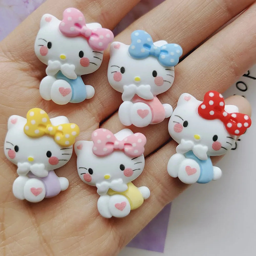 10Pcs New Cute Resin Cartoon Bowtie Cat Flat Back Parts Embellishments For Hair Bows Accessories Free Shipping