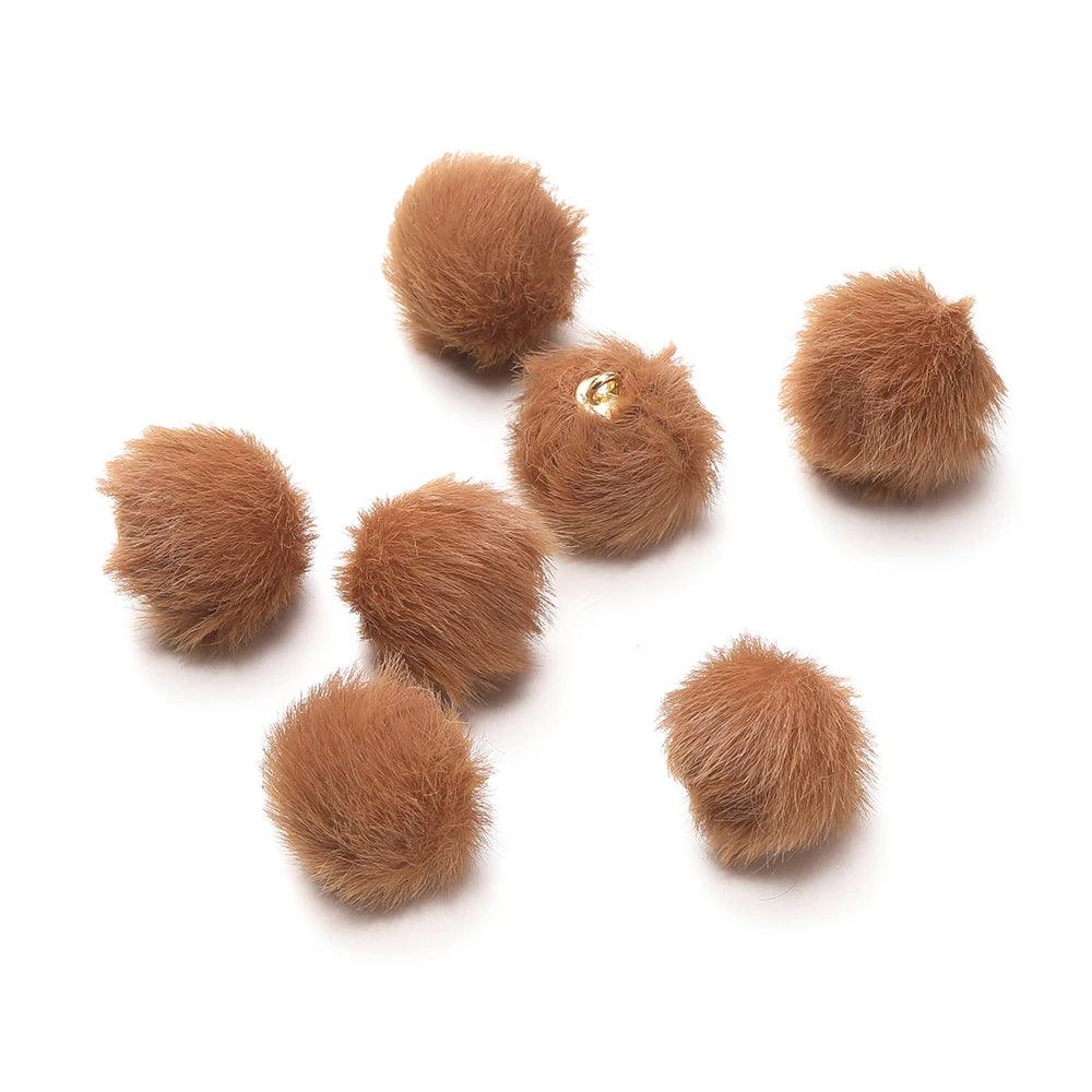 10pcs 17mm Plush Fur Covered Ball Beads Charms Pompom Beads Pendant for DIY Earring Bag Keychain Pendant Jewelry Making Supplies