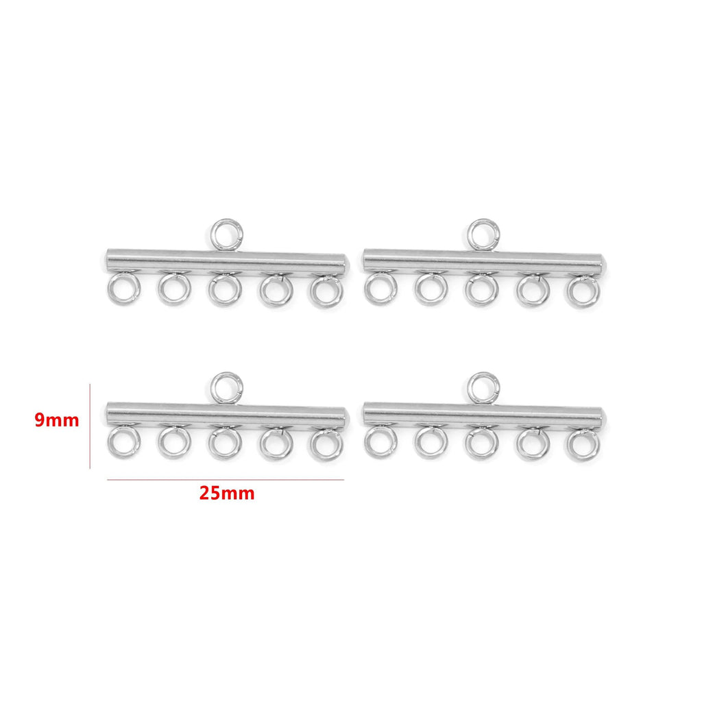 10pcs Stainless Steel Necklace Layering Clasp Slide Lock Clasp Pendant Connector Multi Strands Tube for DIY Craft Jewelry Making