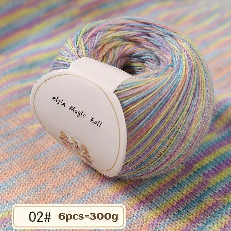 Colorful Section Dyed Fine Wool Yarn 300g Knitting Crafts