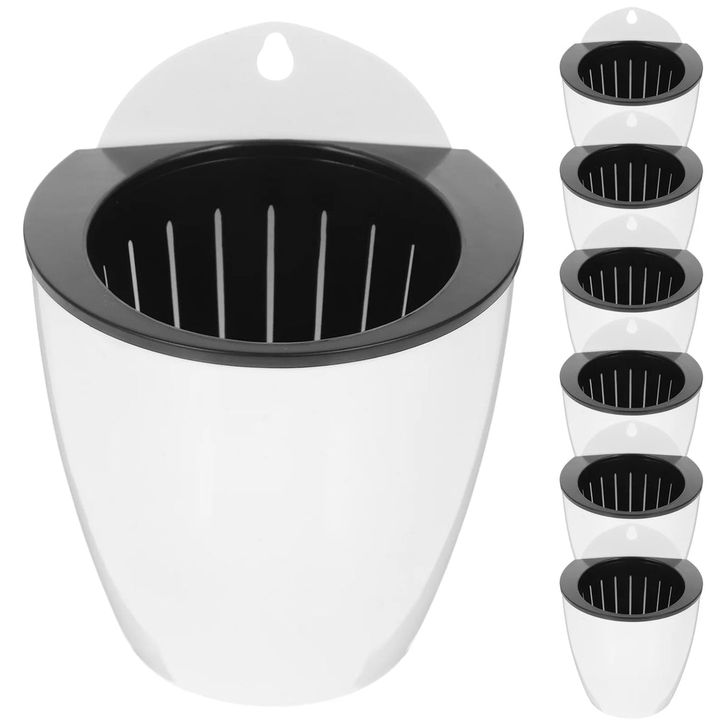 7 Pcs Flowerpot Pots for Plants Round Automatic Container Planters Indoor Plastic Self Watering