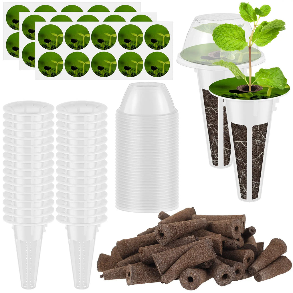120/166Pcs Hydroponic Pods Kit Indoor Reusable Seed Pod Smart Soil Blockers Grow Sponge Seed Pods With Nutrients Growing System