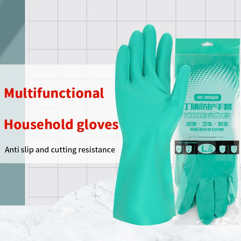 Thick Nitrile Gloves 1Pair Chemical Acid Resistant Waterproof Long Sleeve Gloves Kitchen Gardening Chemical Painting Latex Free