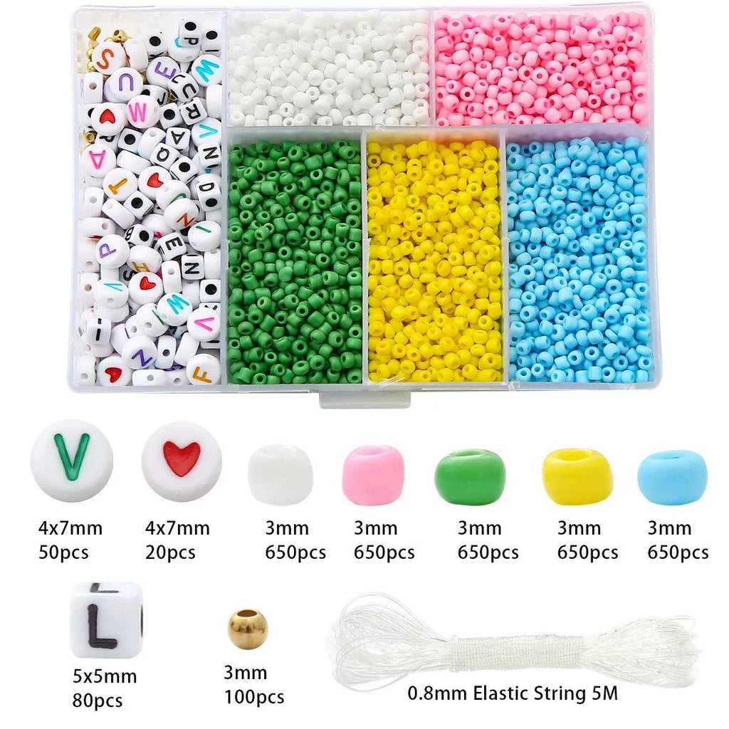 About 3500pcs Box Glass Rice Beads Letter Beads String Beads Separation Beads DIY Necklace Bracelet Accessories Handmade Materia
