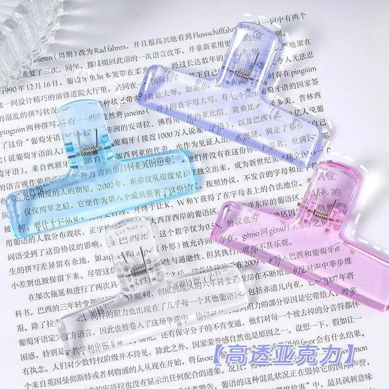 1pc Creative simple transparent acrylic clip Office supplies bill folder Learn stationery long tail pocket folder