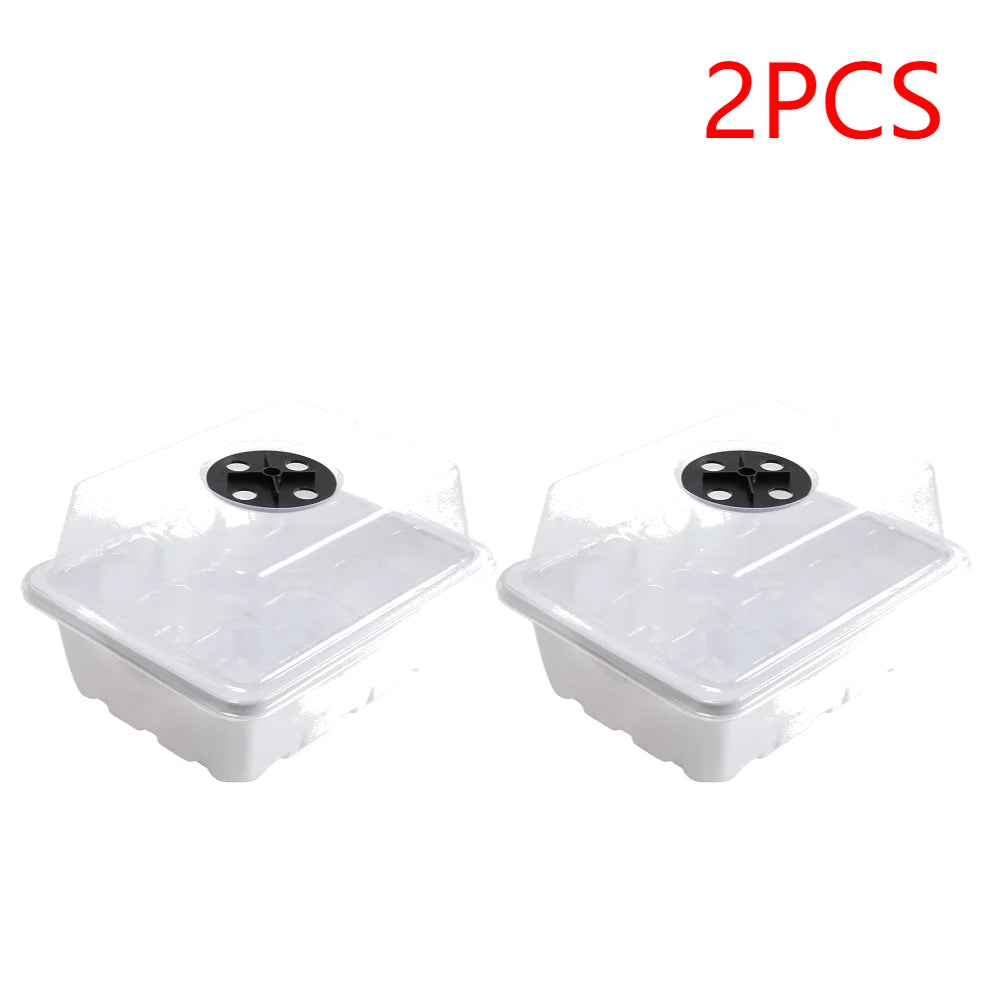 1-5pcs Plants Seed Starter Trays with Humidity Dome 12 Holes Per Tray Nursery Pots Lights For Home Plant Greenhouse Growing Pot