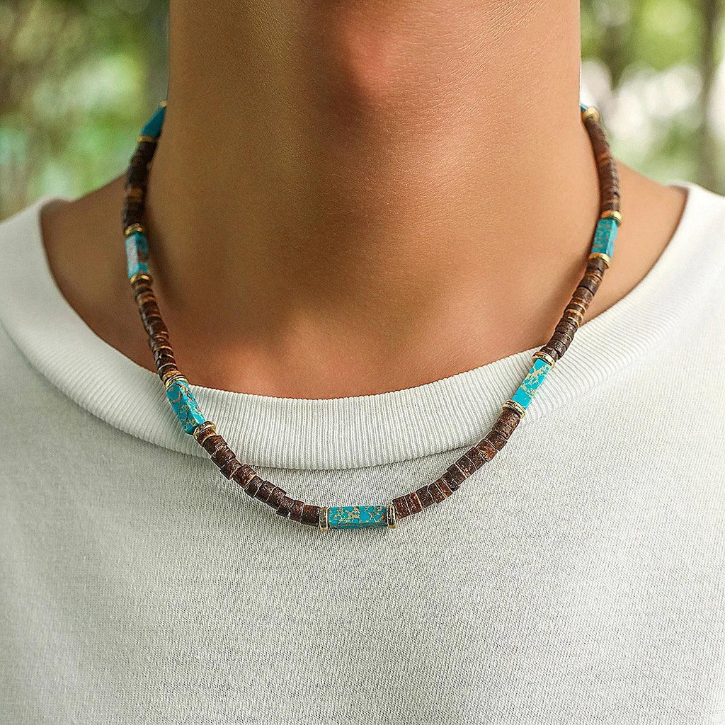 9 Styles Mens Summer Beach Wooden Beaded Surfer Necklace Simple Geometric Tribal Ethnic Handmade Chain Steampunk Male Jewelry