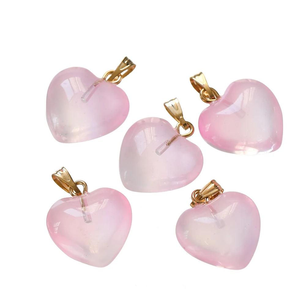 10Pcs/Lot Czech Lampwork Crystal Glass Heart Beads Charms pendant DIY Handmade Jewelry Making Necklaces Earrings Accessories