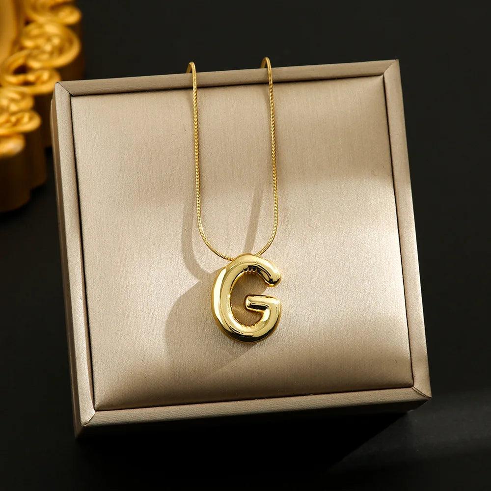 Hot Sale Stainless Steel 26 English Alphabet Necklace Pendant All-match Simple Clavicle Chain Jewelry
