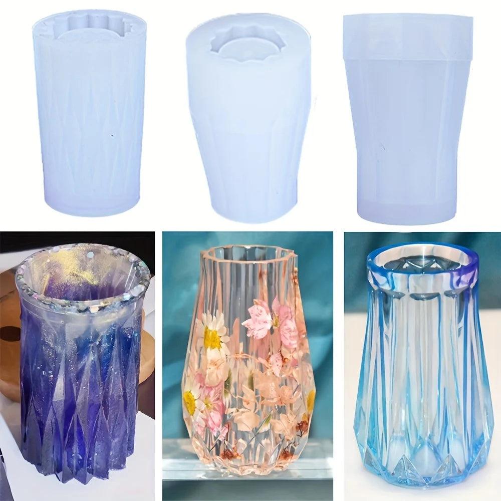 1pc DIY Vase Crystal Epoxy Resin Mold Flowerpot Plant Pot Silicone Mould Handmade Crafts Home Decorations Casting Tools