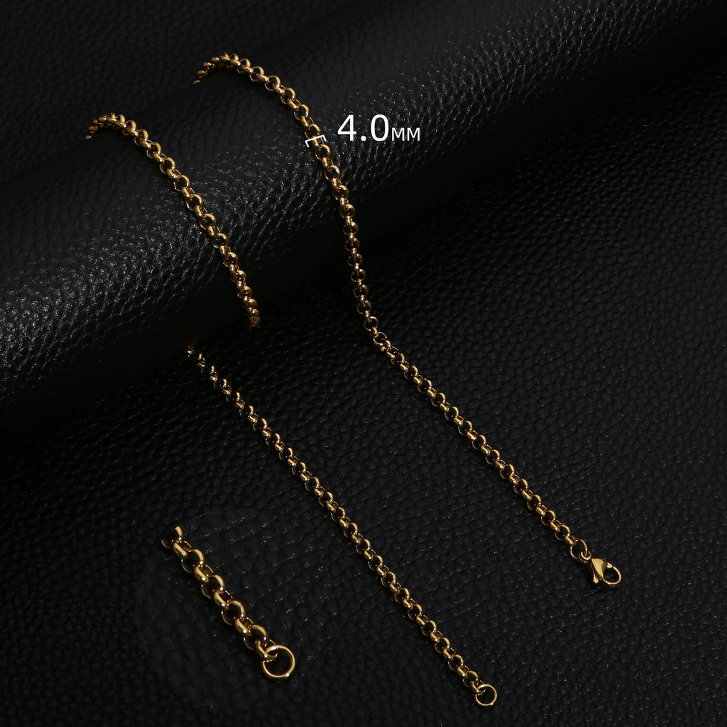 HIYEE Simple Fashion 2-5MM Wide Square BEADS NK Round Chain Necklaces for Men Women Stainless Steel Jewelry 45-70CM Length