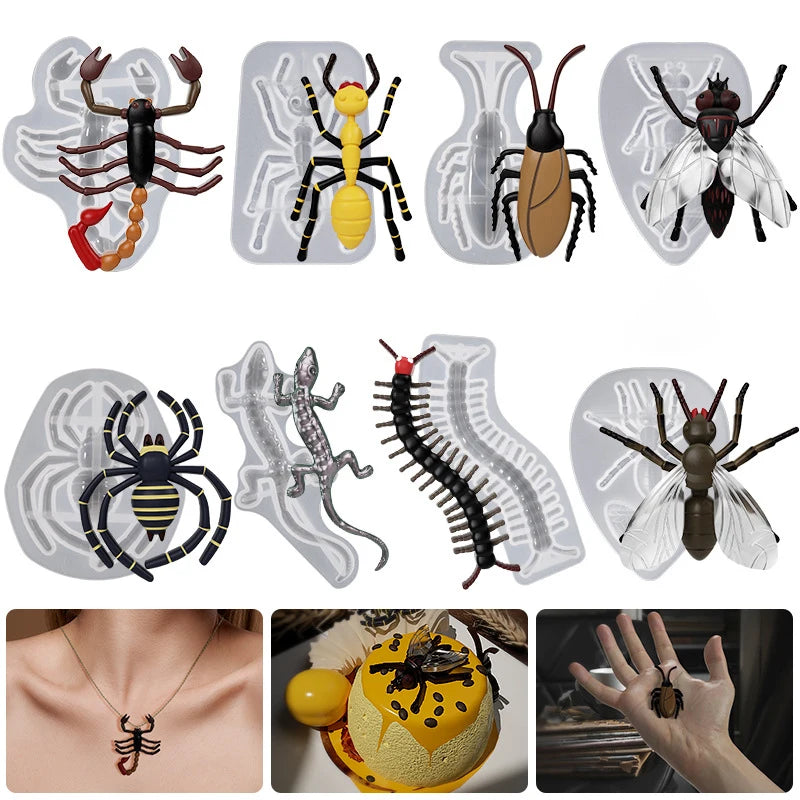 Simulation Insect Fondant Mold DIY Handmade Chocolate Cake Decoration Spider Centipede Scorpion Silicone Mold Resin Molds