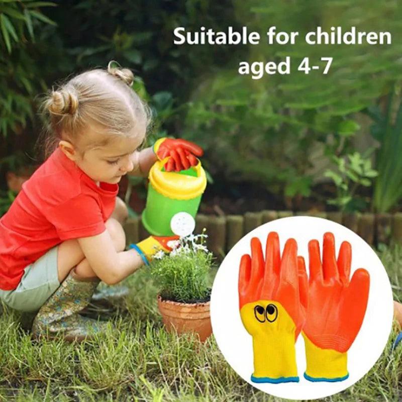 A Pair Breathable Children Garden Glove Durable Waterproof Protective Gloves Anti Bite Cut Collect Seashells Protector Planting