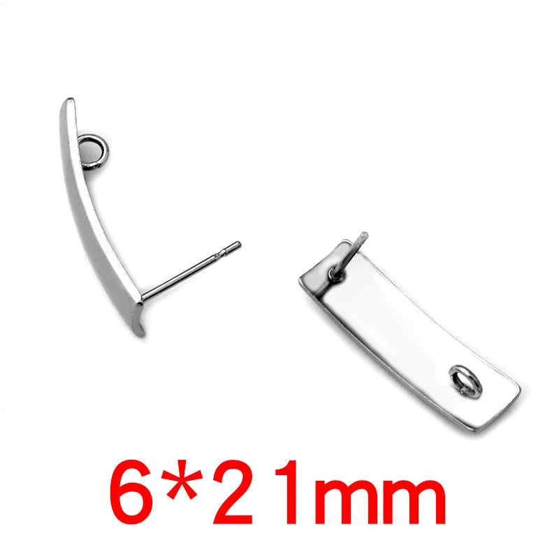 20pcs 316 Stainless Steel Geometric Polygonal Earring Stud Hooks Posts Connector For DIY Jewelry Making Supplies