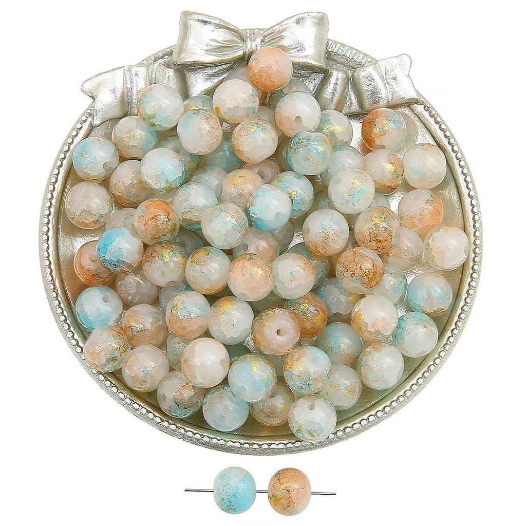 20pcs glass and jade shattered, sprinkled with gold, round beads, and loose beads DIY handmade bracelet, necklace, jewelry acces