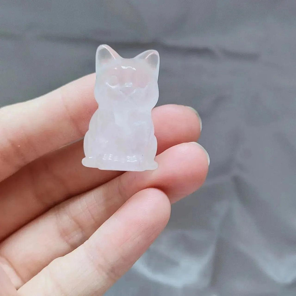 Natural Crystal Cat Ornaments Hand-carved Kitten Crystal Original Stone Gem DIY Animal Handicrafts Artworks