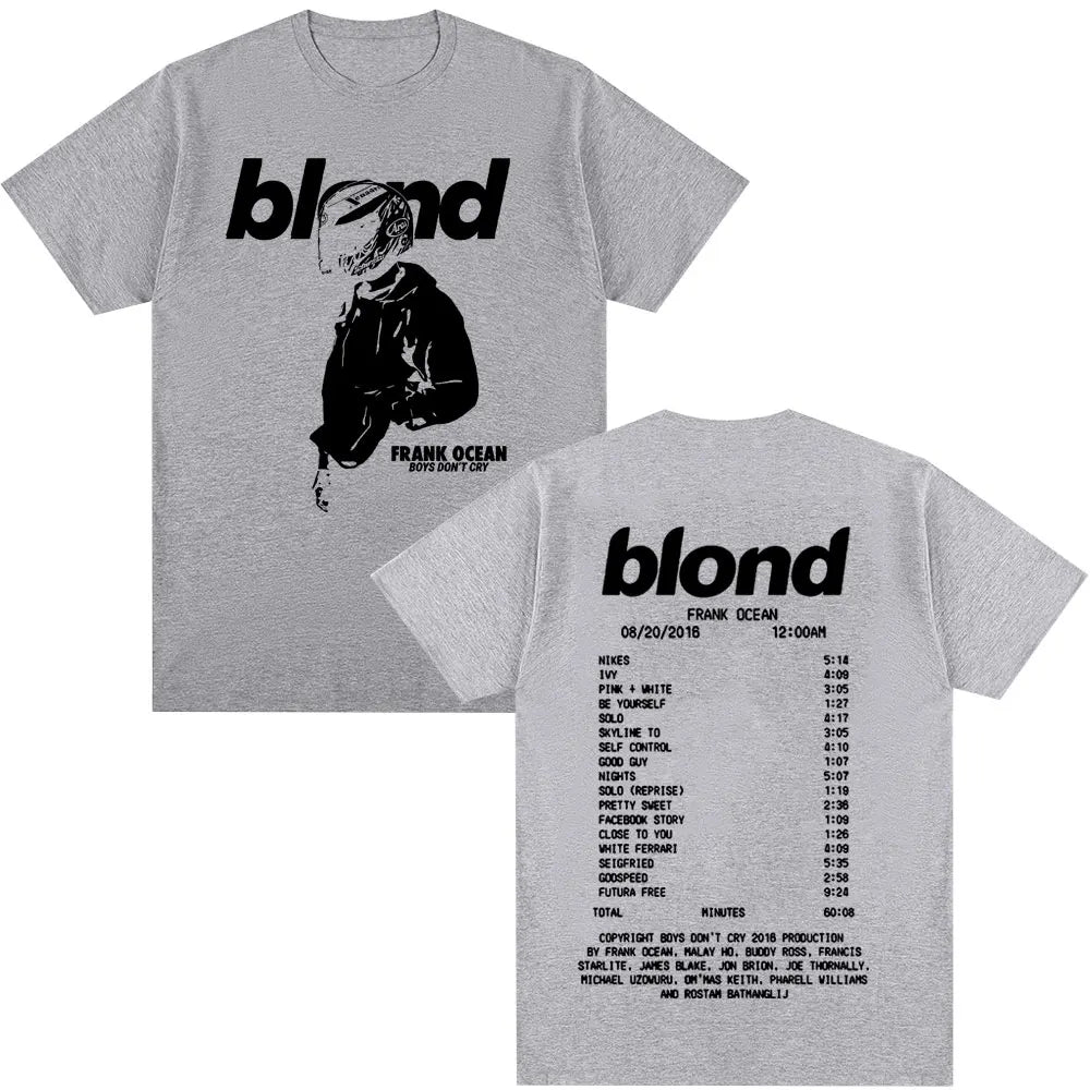 Rapper Frank Retro Graphic T Shirt for Men and Women Oversized Cotton Hip Hop Ocean Blond Album Fashion Tee